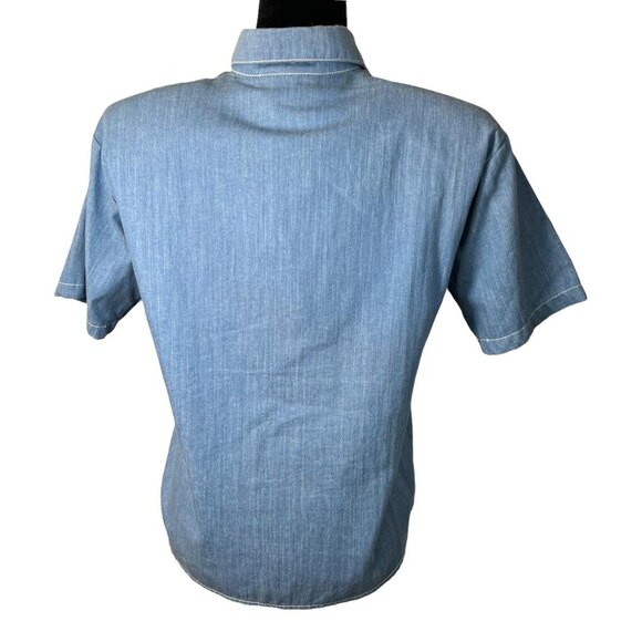 Petite Sophisticate Vintage 80s Studded Denim Structured Blouse Approx Size  S/M - Picture 8 of 9